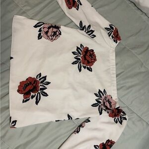Ann Taylor Floral Blouse - White with Red and Pink